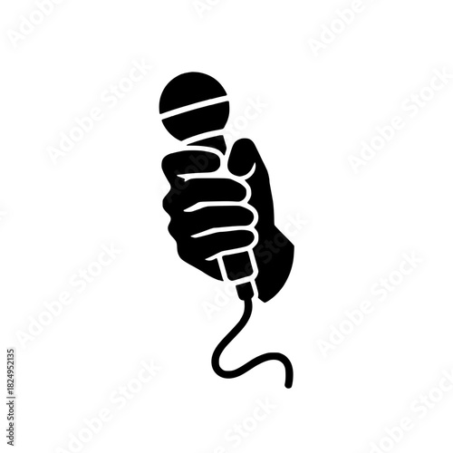 Empowering voice concept with microphone in hand, speaking to inspire and activate change