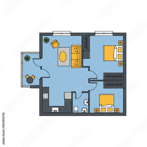 Apartment Floor Plan Modern Interior Design Layout Visualization