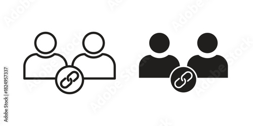 Affiliate link icons in simple black style symbol sign for apps and website