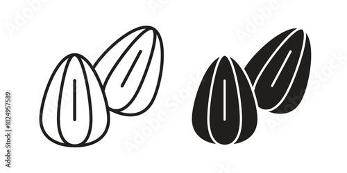 Almond icons in simple black style symbol sign for apps and website