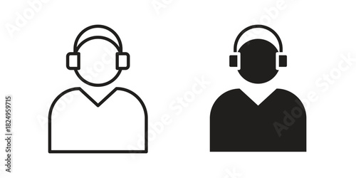 Callcenter icons in simple black style symbol sign for apps and website