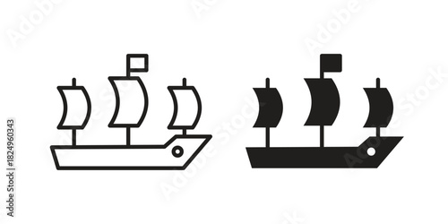 Caravel icons in simple black style symbol sign for apps and website