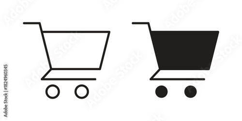 Cart icons in simple black style symbol sign for apps and website