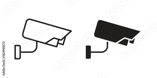 CCTV icons in simple black style symbol sign for apps and website
