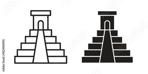 Chichen Itza icons in simple black style symbol sign for apps and website