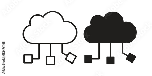 Cloud computing icons in simple black style symbol sign for apps and website