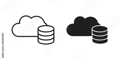 Cloud server icons in simple black style symbol sign for apps and website