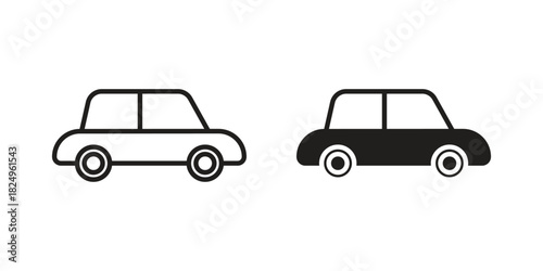 Compact car icons in simple black style symbol sign for apps and website