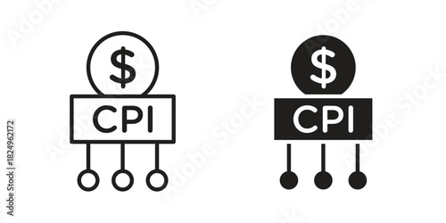 Consumer prices index icons in simple black style symbol sign for apps and website