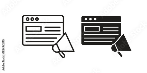 Content marketing icons in simple black style symbol sign for apps and website