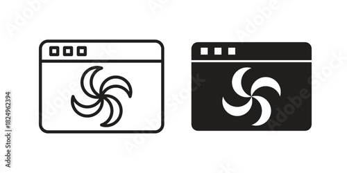 Convection turbofan stove icons in simple black style symbol sign for apps and website