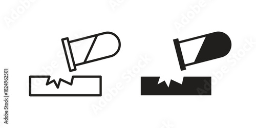 Corrosive substance icons in simple black style symbol sign for apps and website