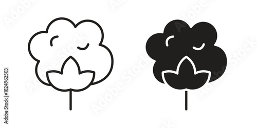 Cotton icons in simple black style symbol sign for apps and website
