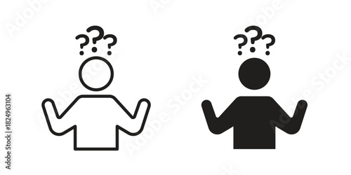 Curious human icons in simple black style symbol sign for apps and website
