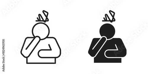 Depression icons in simple black style symbol sign for apps and website