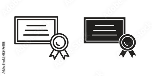 Diploma icons in simple black style symbol sign for apps and website