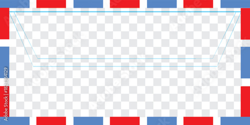 Blank postcard template with white, red, and blue stamp holders. Paper texture. modern eps 10.