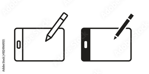 Electronic signature icons in simple black style symbol sign for apps and website
