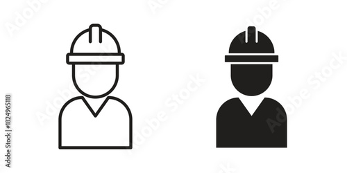 Engineer icons in simple black style symbol sign for apps and website
