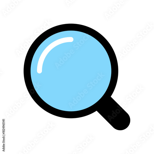 Magnifying Glass and Loupe Icon in Black with Blue Glass Detail