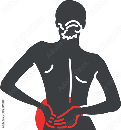 Woman with lower back and back pain