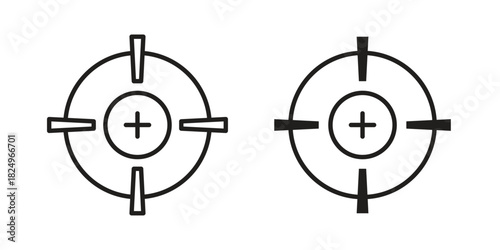 Gun target icons in simple black style symbol sign for apps and website