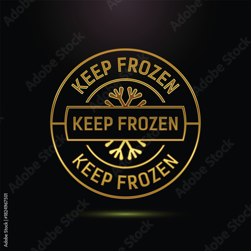 Keep frozen food storage label with golden circle sign