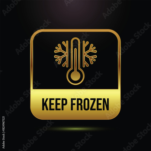 Keep frozen food on square button golden gradient sign