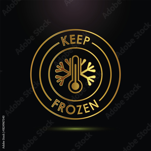 Golden keep frozen food preservation symbol with snowflake