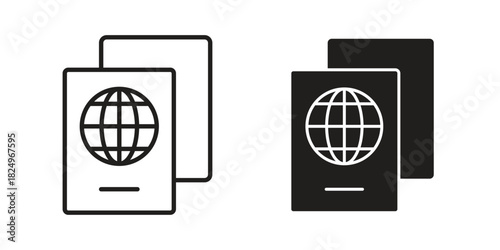 Immigration icons in simple black style symbol sign for apps and website