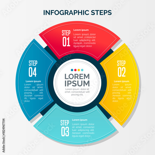 Colorful flat infographic steps concept, Infographic design template with place for your data. Vector illustration.
