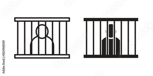 Jail icons in simple black style symbol sign for apps and website
