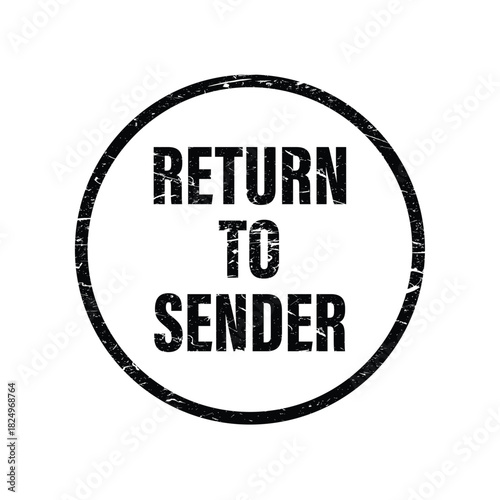 Black grunge stamp with return to sender text on white