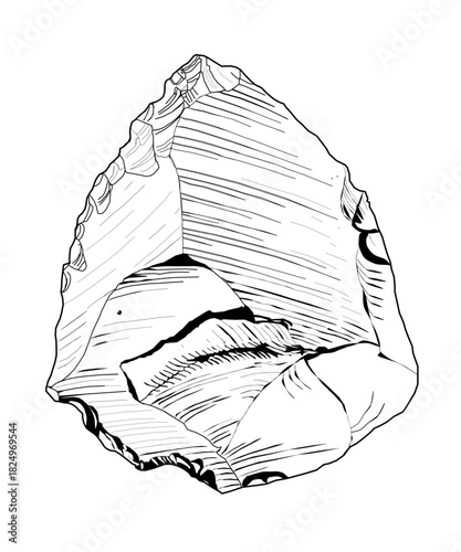 Stone flake industry of the Middle Paleolithic illustration for archaeology