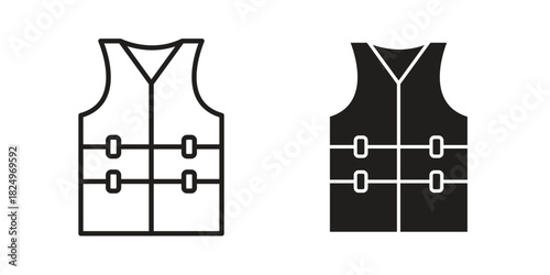 Lifejacket icons in simple black style symbol sign for apps and website