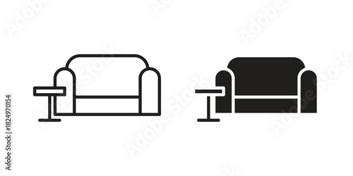 Lounge icons in simple black style symbol sign for apps and website