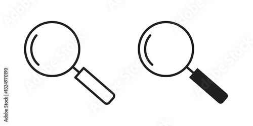 Magnifying glass icons in simple black style symbol sign for apps and website