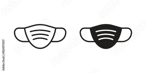 Medical mask icons in simple black style symbol sign for apps and website
