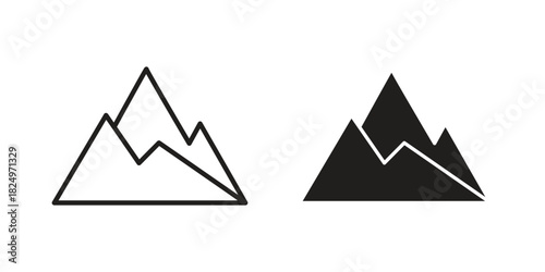 Mountain icons in simple black style symbol sign for apps and website