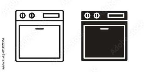 Oven icons in simple black style symbol sign for apps and website