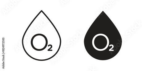 Oxygen O2 icons in simple black style symbol sign for apps and website