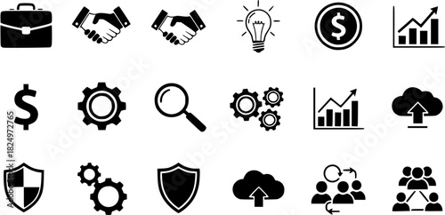 Vector art of office supplies and equipment icons


