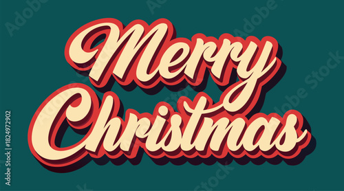 Bold Merry Christmas typography with 3D effect and vintage color scheme for a joyful festive holiday message