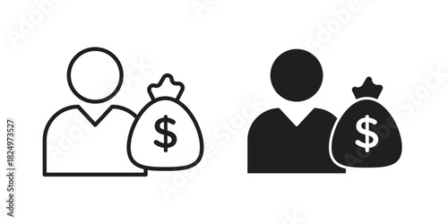 Personal loan icons in simple black style symbol sign for apps and website