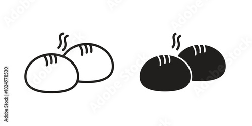 Steamed bread icons in simple black style symbol sign for apps and website