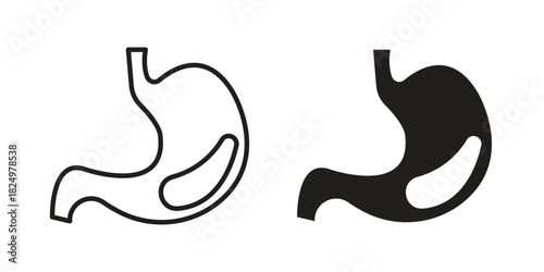 Stomach with Liquids icons in simple black style symbol sign for apps and website
