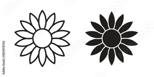 Sunflower icons in simple black style symbol sign for apps and website