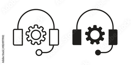 Tech support icons in simple black style symbol sign for apps and website