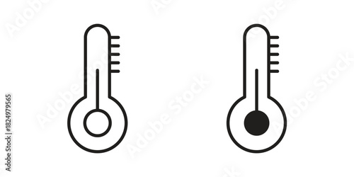 Thermometer icons in simple black style symbol sign for apps and website
