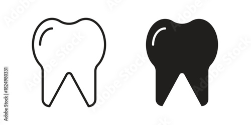 Tooth icons in simple black style symbol sign for apps and website
